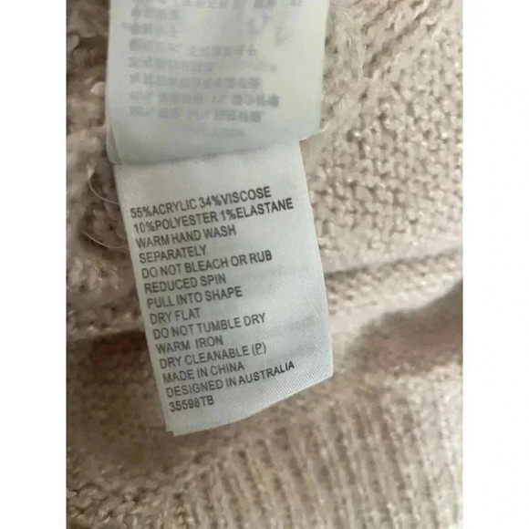 Bardot Belle Sleeve Turtleneck Fluffy Knit Sweater Blush Pink Size 10 Cozy Tunic - Picture 10 of 10